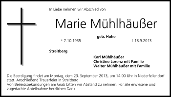 Anzeige von Marie Mühlhäußer von MGO