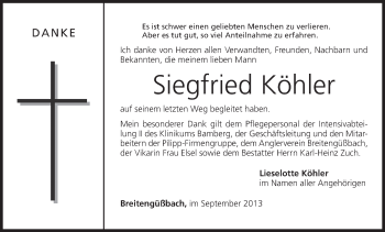 Anzeige von Siegfried Köhler von MGO