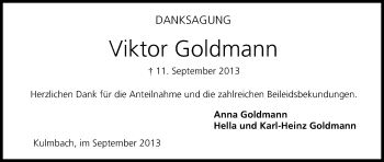 Anzeige von Viktor Goldmann von MGO