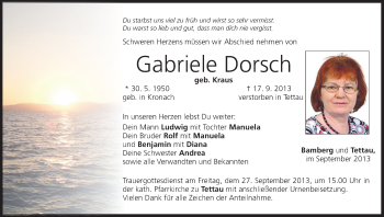 Anzeige von Gabriele Dorsch von MGO