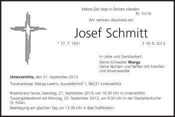 Anzeige von Josef Schmitt von MGO