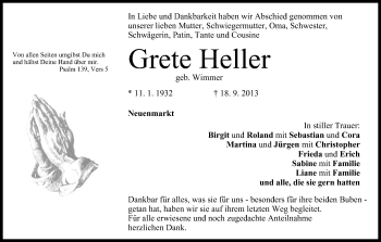 Anzeige von Grete Heller von MGO