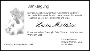 Anzeige von Herta Mathieu von MGO