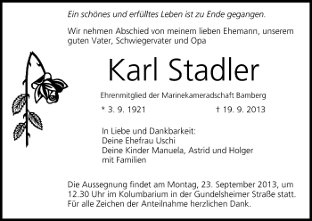 Anzeige von Karl Stadler von MGO