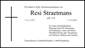 Anzeige von Resi Straetmans von MGO