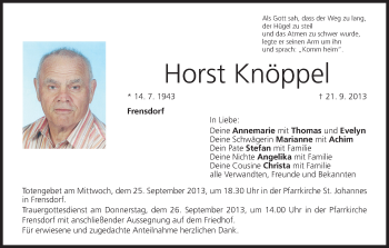 Anzeige von Horst Knöppel von MGO