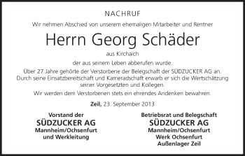 Anzeige von Georg Schäder von MGO