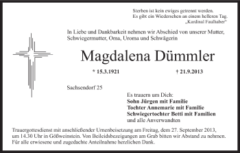 Anzeige von Magdalena Dümmler von MGO