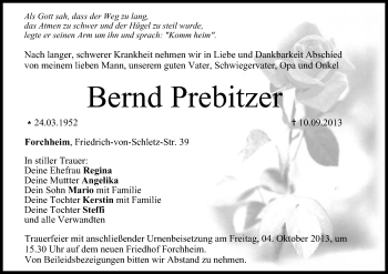 Anzeige von Bernd Prebitzer von MGO