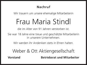 Anzeige von Maria Stindl von MGO
