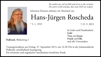 Anzeige von Hans-Jürgen Roscheda von MGO