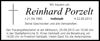 Anzeige von Reinhard Porzelt von MGO