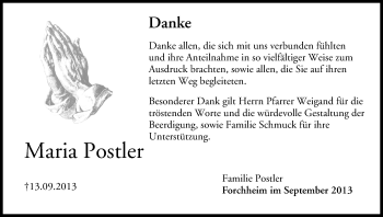 Anzeige von Maria Postler von MGO