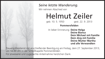 Anzeige von Helmut Zeiler von MGO