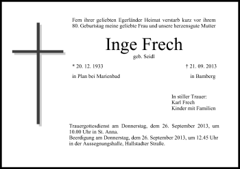 Anzeige von Inge Frech von MGO
