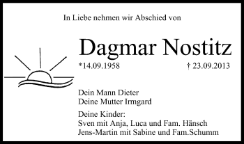Anzeige von Dagmar Nostitz von MGO