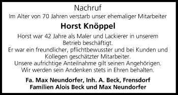 Anzeige von Horst Knöppel von MGO