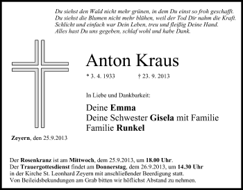 Anzeige von Anton Kraus von MGO