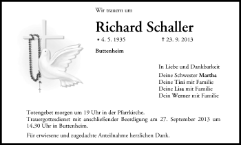 Anzeige von Richard Schaller von MGO