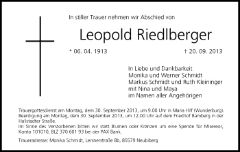 Anzeige von Leopold Riedlberger von MGO