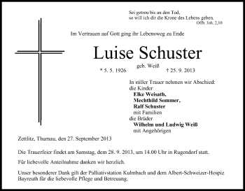 Anzeige von Luise Schuster von MGO