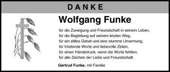 Anzeige von Wolfgang Funke von MGO