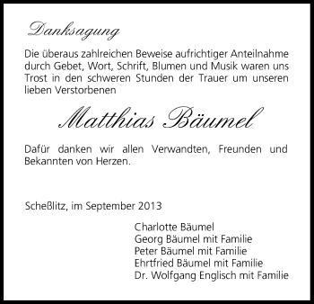 Anzeige von Matthias Bäumel von MGO