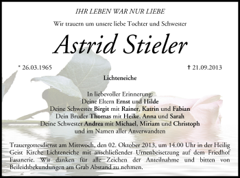 Anzeige von Astrid Stieler von MGO