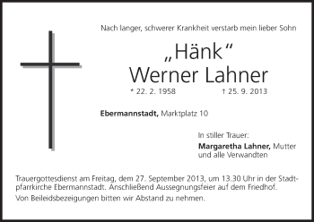 Anzeige von Werner Lahner von MGO