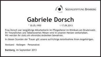 Anzeige von Gabriele Dorsch von MGO