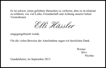 Anzeige von Elli Hässler von MGO