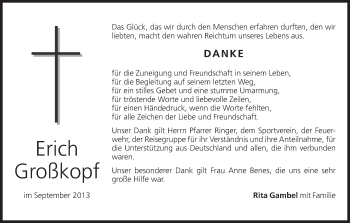 Anzeige von Erich Großkopf von MGO