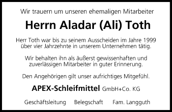 Anzeige von Aladar Toth von MGO