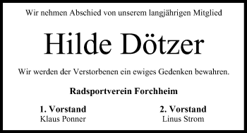 Anzeige von Hilde Dötzer von MGO