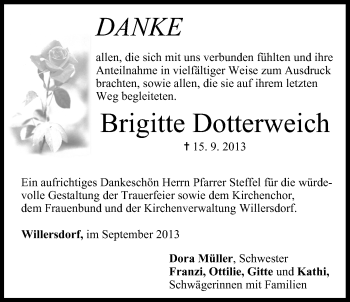 Anzeige von Brigitte Dotterweich von MGO