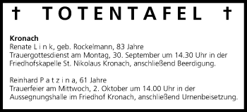 Anzeige von Totentafel vom 28.09.2013 von MGO