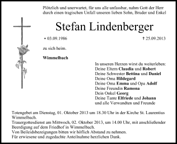 Anzeige von Stefan Lindenberger von MGO