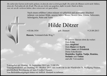 Anzeige von Hilde Dötzer von MGO