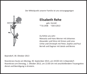 Anzeige von Elisabeth Rehe von MGO