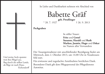 Anzeige von Babette Gräf von MGO
