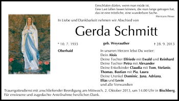 Anzeige von Gerda Schmitt von MGO