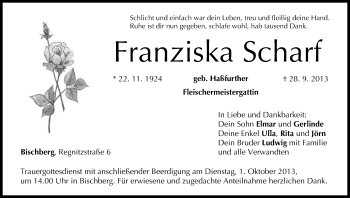 Anzeige von Franziska Scharf von MGO