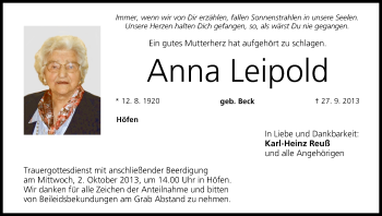 Anzeige von Anna Leipold von MGO