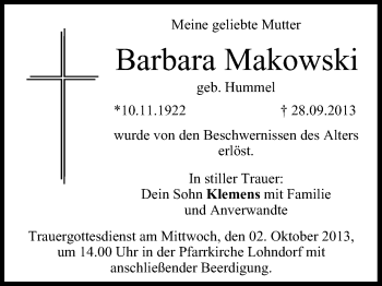 Anzeige von Barbara Makowski von MGO