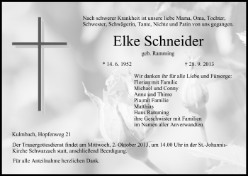 Anzeige von Elke Schneider von MGO