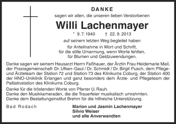 Anzeige von Willi Lachenmayer von MGO
