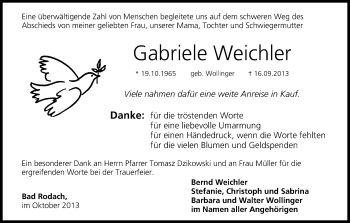 Anzeige von Gabriele Weichler von MGO