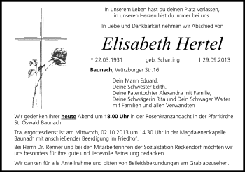 Anzeige von Elisabeth Hertel von MGO