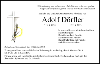 Anzeige von Adolf Dörfler von MGO