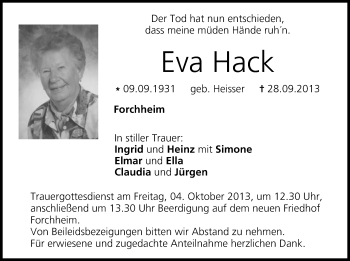 Anzeige von Eva Hack von MGO